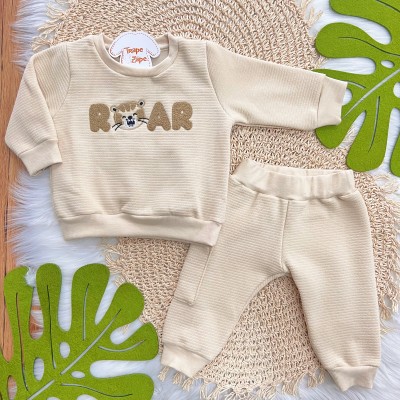 Conj. Casaco Tigrinho Roar e Calça de Moletom - Areia